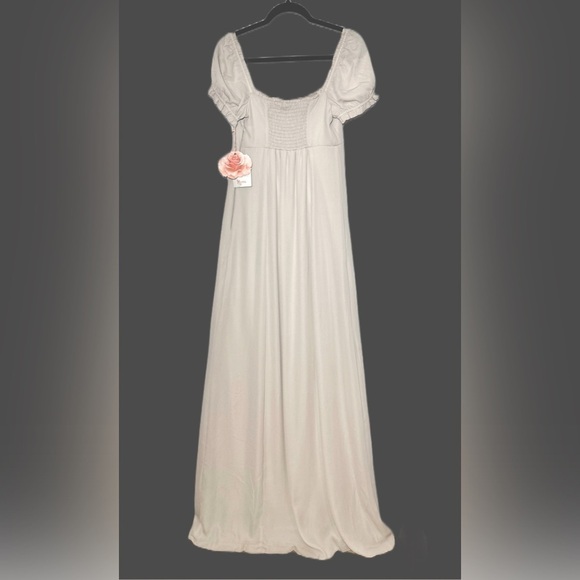 NWT Show Me Your MuMu Brittany Maxi Dress Show Me the Ring Crisp in Dove Grey, S - Picture 9 of 15